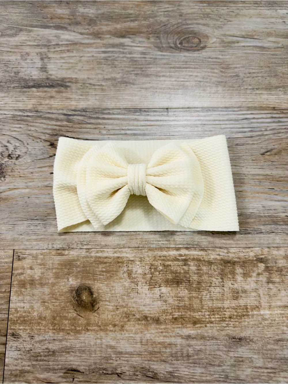 Baby Girl Cream Headband Bow 0-3M Bullet Fabric